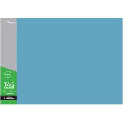 Treeline 2 Fold Foolscap Tag Manilla Board Folder (180gsm)(Pack of 100)(Blue)