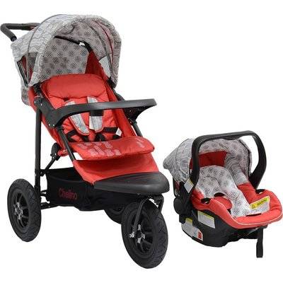 Chelino 3 Position Travel System With Car Seat - Red Leaf