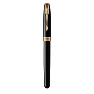 Parker Sonnet Fine Nib Rollerball Pen (Black with Gold Trim)(Black Ink) - Presented in a Gift Box