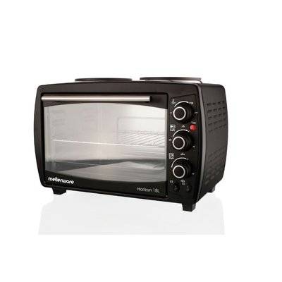 Mellerware Horizon 18 - Stainless Steel Mini Oven with 2 Hotplates (18L)(2400W)(Black)
