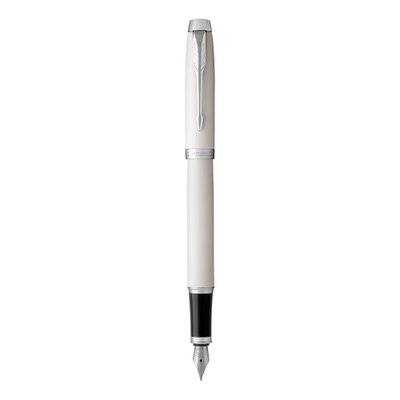 Parker IM Medium Nib Fountain Pen (White with Chrome Trim)(Blue Ink) - Presented in a Gift Box