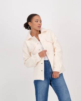 Miss Mode Textured Shacket (Cream)(S)