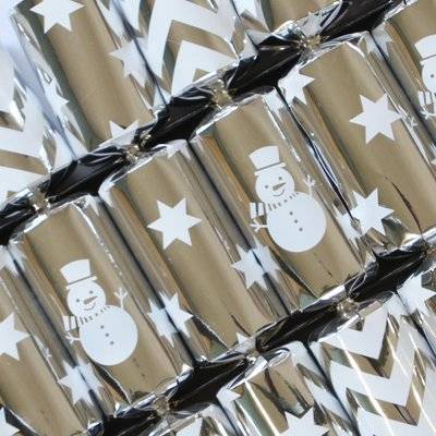 Family Silver Snowmen Christmas Crackers (12 Pack) Picture 1