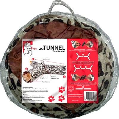 zaKatz zaTunnel Leopard Print 3-Way Y Pet Crinkle Tunnel - (100cm X 25cm Diameter)