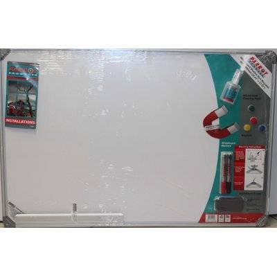 Parrot Slimline Magnetic Whiteboard with Magnets, Markers, Eraser and Whiteboard Cleaner (900 x 600m