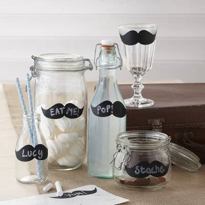 Vintage Affair - Moustache Chalk Board Labels (Pack of 12)