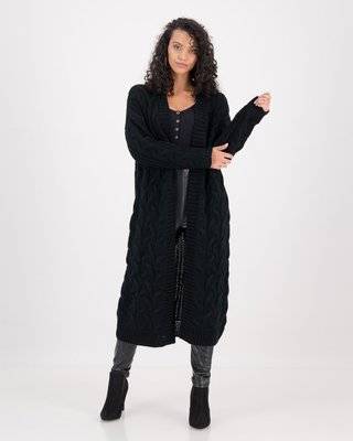 Brave Soul Organza Chunky Cardigan (Black)(M)