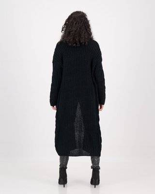 Brave Soul Organza Chunky Cardigan (Black)(M)