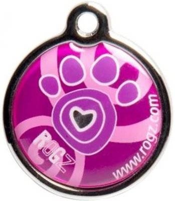 Rogz ID Tagz Small 20mm Metal Tag (Pink Paw Design)