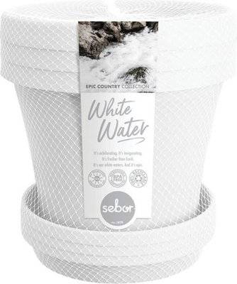 Sebor Super Pot & Saucer Set (x3 White Water) (15cm)