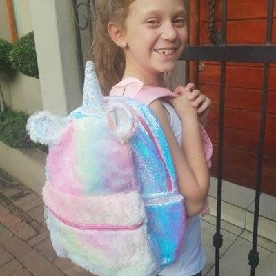 Fluffy Unicorn Midi Backpack (Pastel Rainbow) Picture 2