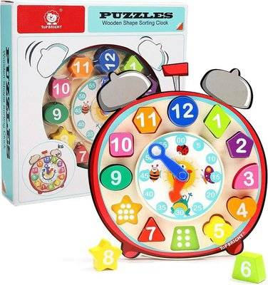 Top Bright Clock Puzzle with Blocks Picture 2