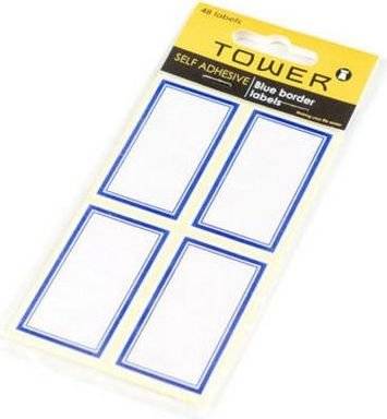 Tower Blue Border Labels (Pack of 48)
