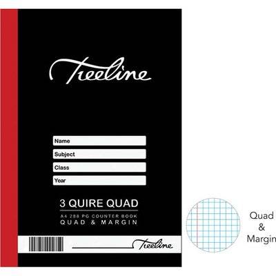 Treeline Quad and Margin 3 Quire Hardcover Book (A4)(288 pages)(Pack of 5)