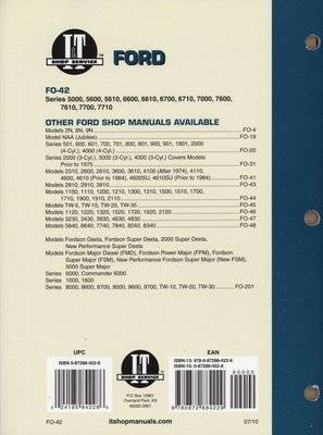 Ford Shop Manual  - Series 5000, 5600, 5610, 6600, 6610, 6700, 6710, 7000, 7600, 7610, 7700, 7710 (P