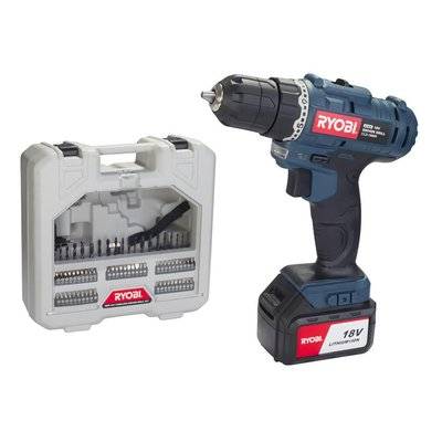 Ryobi Li-Ion Cordless Driver Drill Kit (18V) (Battery Included)