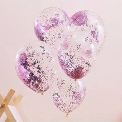 Pamper Party - 12" Balloons Filled with Pink Glitter (5 Pack)