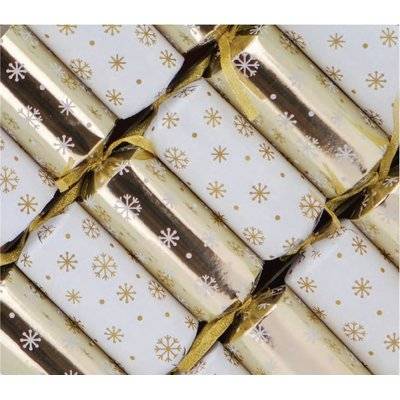 Holly & Ivy 12" Family Crackers - Gold Snowflakes (12 Pack)