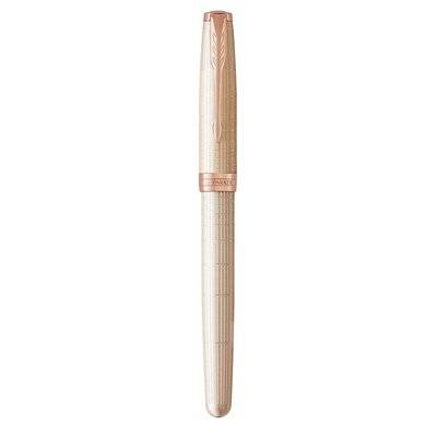 Parker Sonnet Medium Nib Fountain Pen (Chiselled Silver with Rose Gold Trim)(Black Ink) - Presented