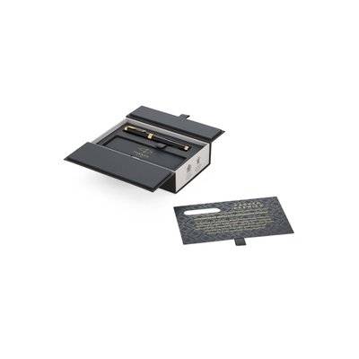 Parker Premier Fine Nib Fountain Pen (Deep Black Lacquer with Gold Trim)(Black Ink) - Presented in a
