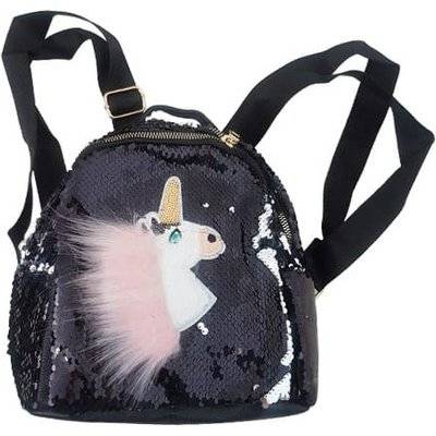 Sequin Mini Backpack (Black, Fluffy Unicorn)