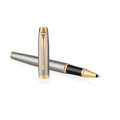 Parker IM Fine Nib Rollerball Pen (Brushed Metal with Gold Trim)(Black Ink) - Presented in a Gift Bo Picture 3