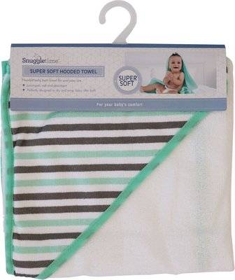 Snuggletime Supersoft Hooded Microfibre Towel (Teal Stripe)