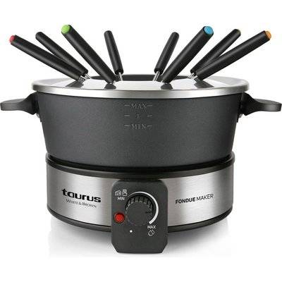 Taurus White & Brown - Aluminium Fondue Set with 8 Skewers (2L)(1000W)(Black)