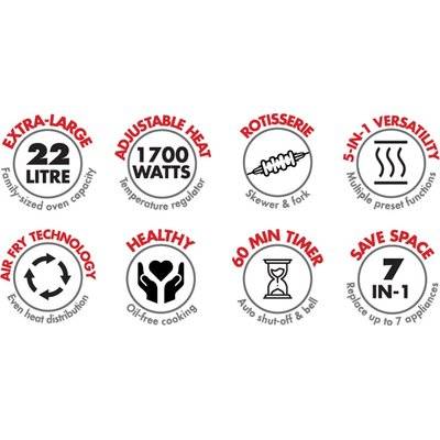 Bennett Read Air Fryer Oven With Rotisserie (22L)(Black)