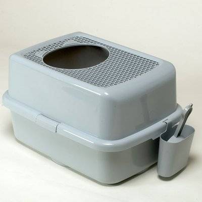 zaHop-in Cat Litter Box (Grey) - Top entry, spacious litter box, ideal for Cat's Best litter