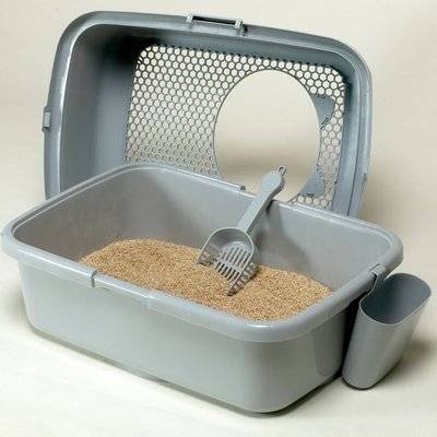 zaHop-in Cat Litter Box (Grey) - Top entry, spacious litter box, ideal for Cat's Best litter