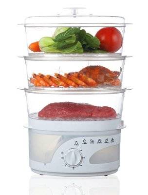 Mellerware Dim Sum - 3 Tier Plastic Food Steamer with Timer (9L)(800W)