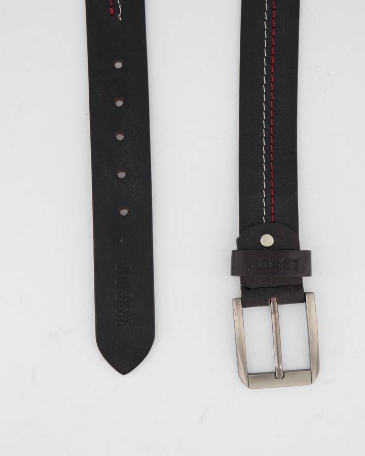 Bossi Stitched Leather Belt - Black (44)