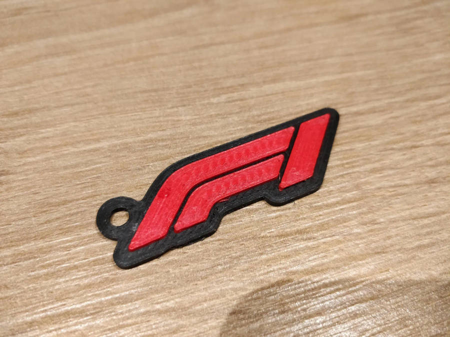 F1 Logo Keychain 3D Printed