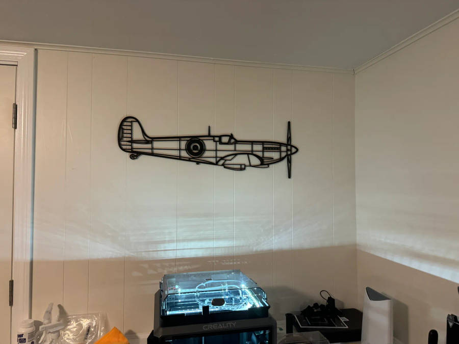 Spitfire Aircraft Silhouette Wall Art - 3D Printed