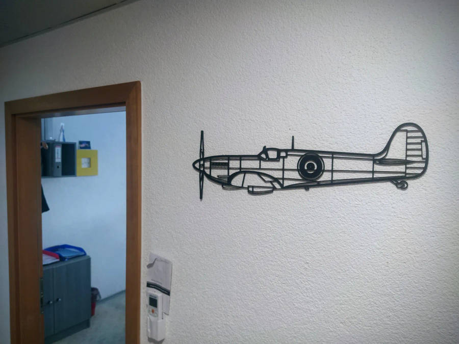 Spitfire Aircraft Silhouette Wall Art - 3D Printed