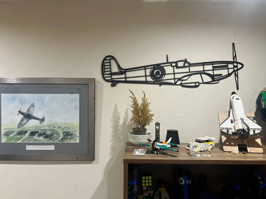 Spitfire Aircraft Silhouette Wall Art - 3D Printed