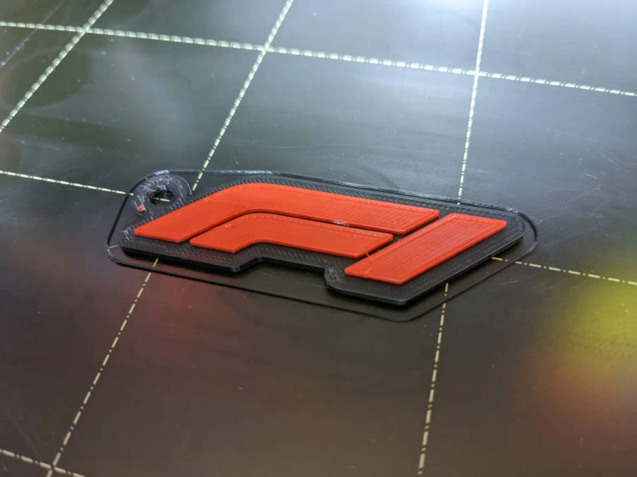 F1 Logo Keychain 3D Printed