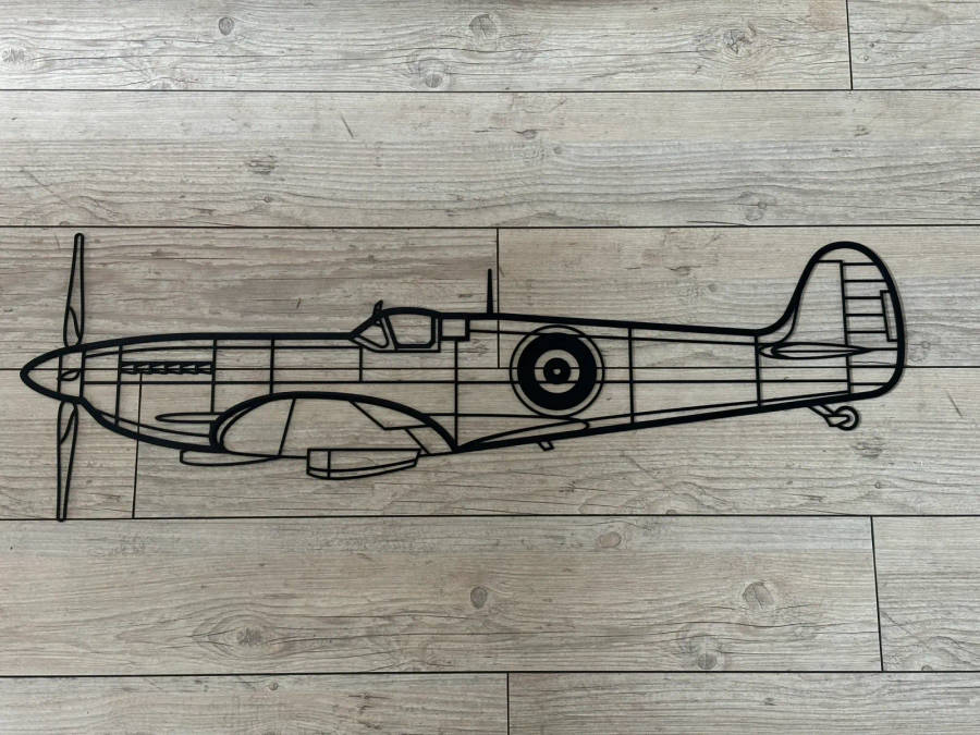 Spitfire Aircraft Silhouette Wall Art - 3D Printed