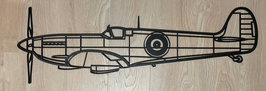 Spitfire Aircraft Silhouette Wall Art - 3D Printed