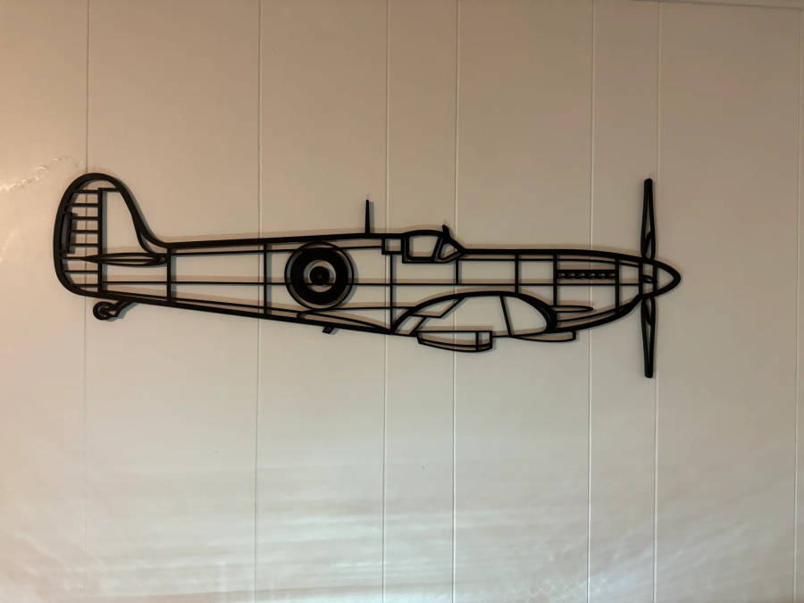 Spitfire Aircraft Silhouette Wall Art - 3D Printed