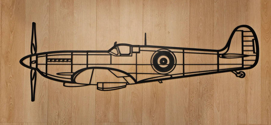 Spitfire Aircraft Silhouette Wall Art - 3D Printed