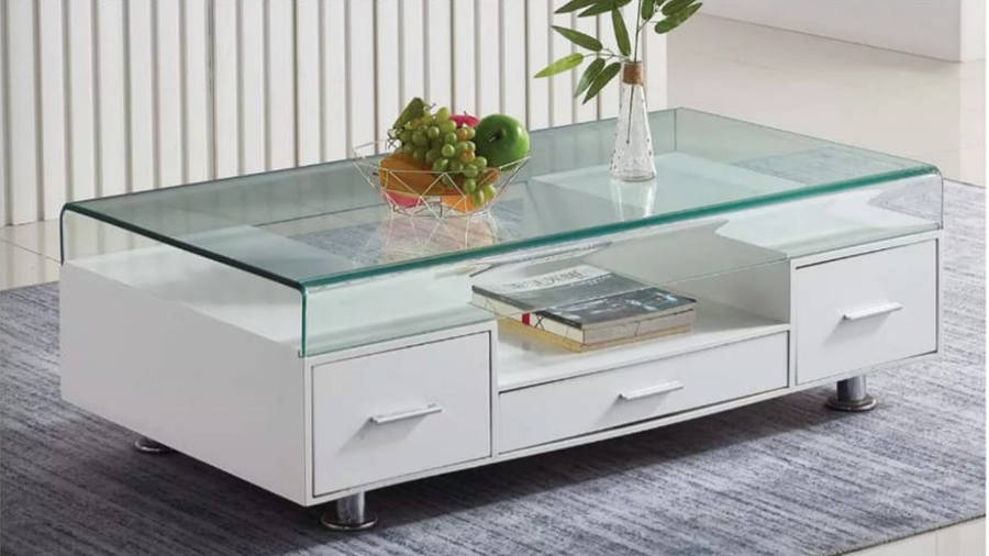 Coffee Tables - Tempered Glass Top - White Colour