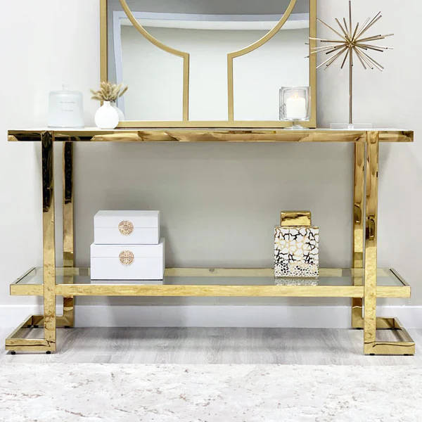 Elegant Console Table (Available in Gold or Silver)