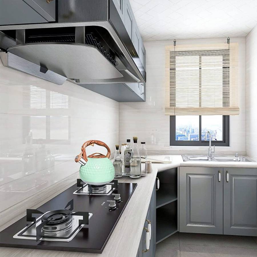 Stainless Steel Wood Pattern Handle Loud Whistling Kettles - 3 Litre