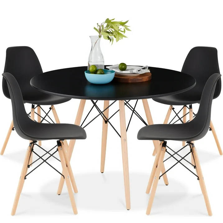 Dining Suites / Sets - Round Dining Table with Four Chairs - Black Colour