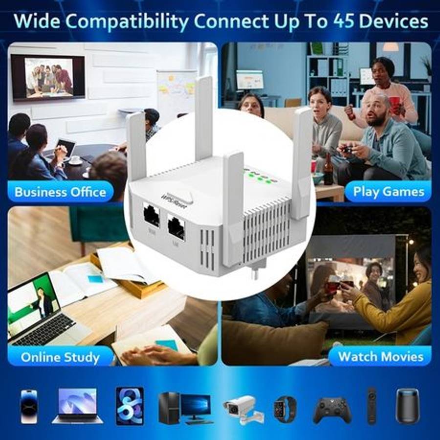 1200Mbps Wi-Fi Range Extender Dual Band 5/2.4GHz Wireless Internet Repeater
