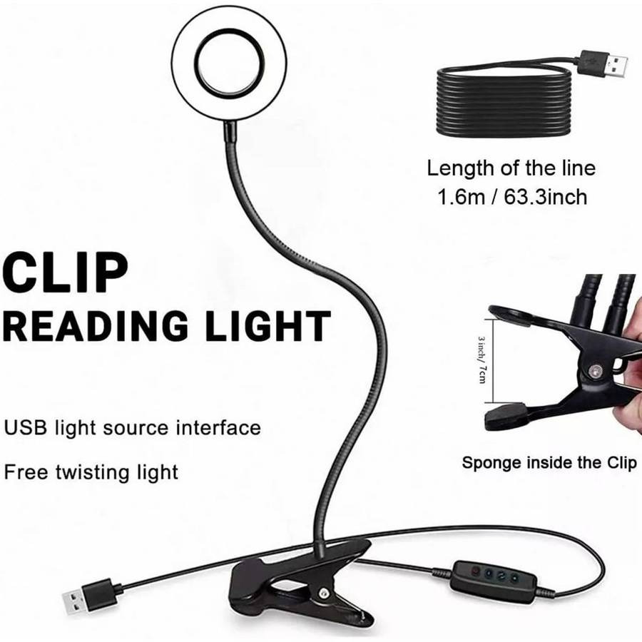 LED Clip Light Eye Protection Reading Lights Desk Lamp USB Bedside lamp