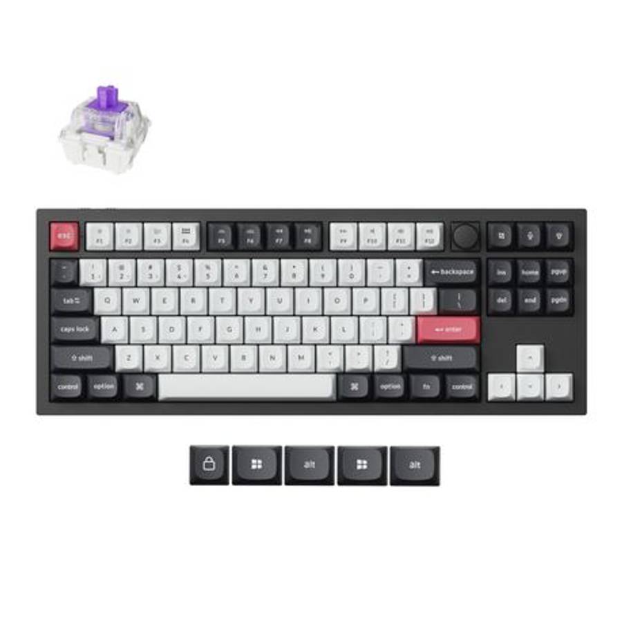 Keychron - Q3 HE QMK 80% Wireless Custom Mechanical Keyboard (Nebula Switch)  Carbon Black - K...