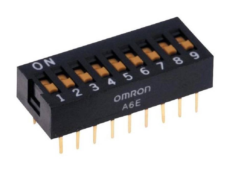 Omron (A6E-9104-N) DIP / SIP Switch, 9 Circuits, Slide, 24 V, 25 mA